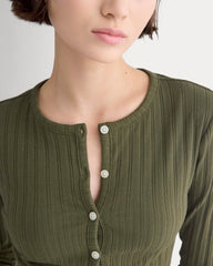 Cardigan in Pointelle | Olive Night