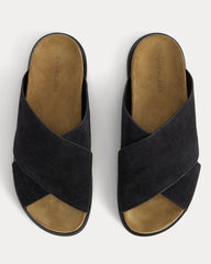 The Suede Crossover Sandal | Black