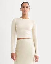 The Cropped Crew Top in Ultrafine Merino | Parchment