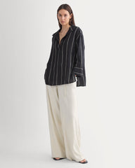 Popover Shirt in Linen | Black