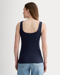 The Luxe Rib Square-Neck Tank | Navy