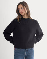 Cropped Ribbed Crew in Everyday Cotton | Black