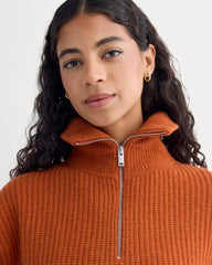 The Half-Zip Sweater in Luxe Merino | Rust Heather