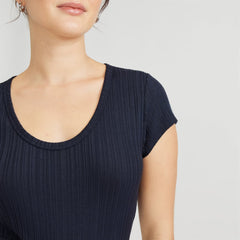 The Rib Soft Knit Scoop-Neck Tee | Navy