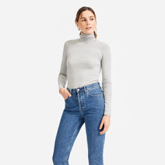 The Luxe Micro-Rib Turtleneck | Heathered Grey