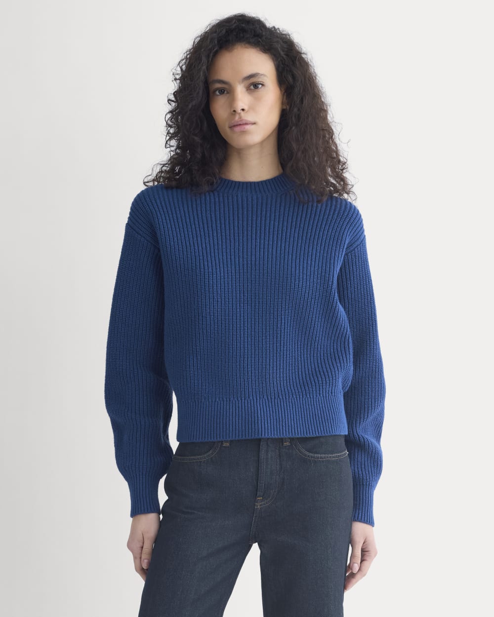 Cropped Ribbed Crew in Everyday Cotton | Estate Blue