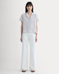 The Notch Shirt in Linen | Stone / White