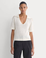 Open Collar Polo | Bone