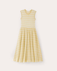 The Knit Pleated Dress | Bone / Parsnip Gingham