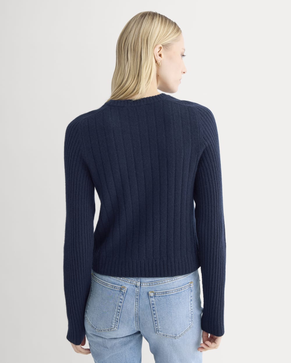 Mix Ribbed Crew in Cashmere | Navy