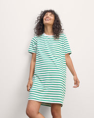 The Organic Cotton Weekend Tee Dress | Bone / Grass Green
