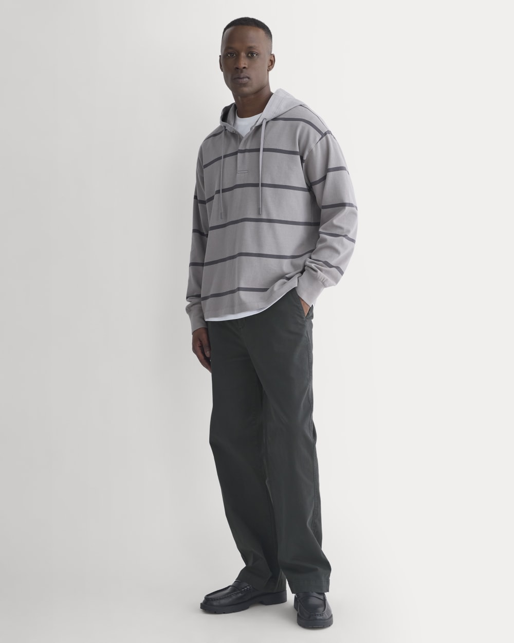 Vintage Rugby Hoodie | Overdye Charcoal Gray Stripe
