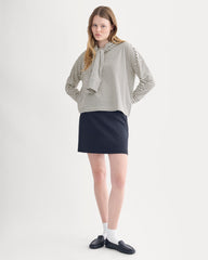 Oversized Boxy Crew in Essential Cotton | Bone / Pirate Black Stripe