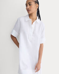 Mini Popover Shirtdress in Linen | White