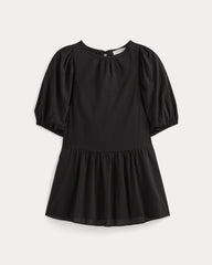 The Gauze Puff-Sleeve Mini Dress | Black