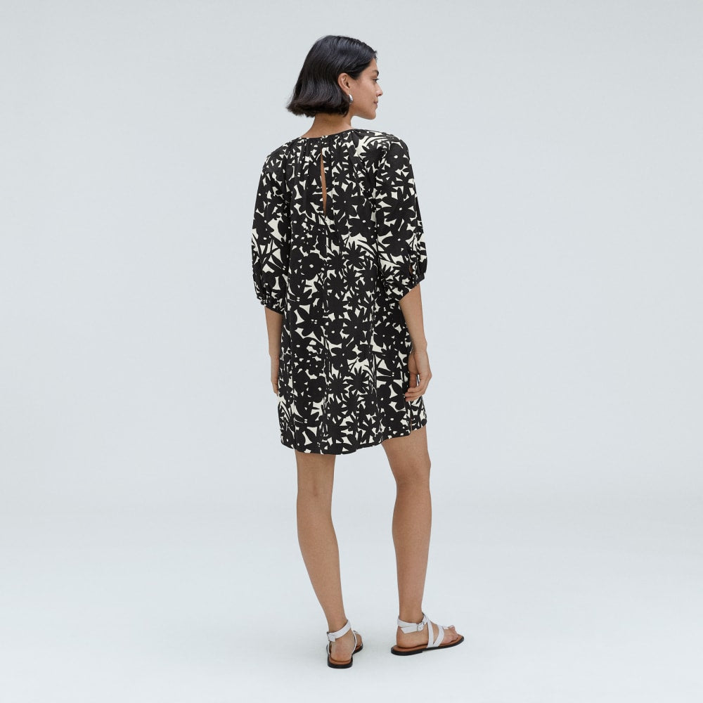 The Seersucker Puff Sleeve Dress | Black / Canvas Floral