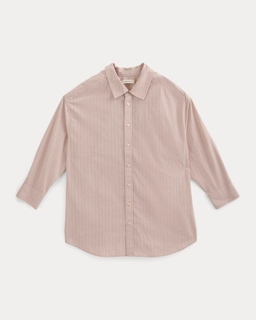 Back-Tie Oversized Shirt in Washed Poplin | Burnished Lilac/Gardenia
