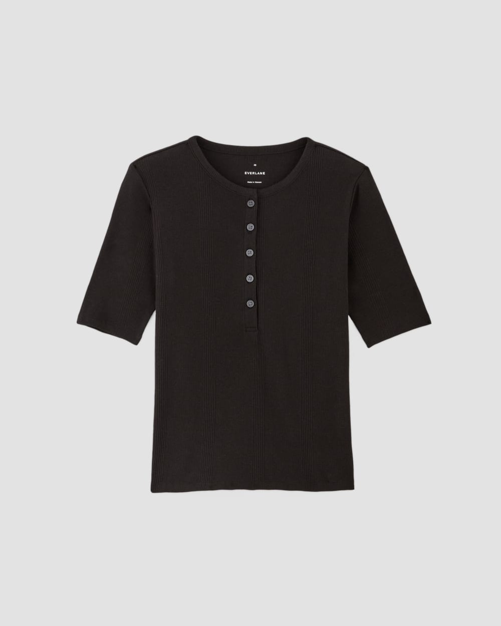 The Vintage Rib Henley | Black