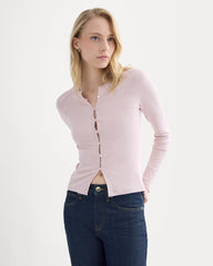 Luxe Rib Button-Up Top | Burnished Lilac