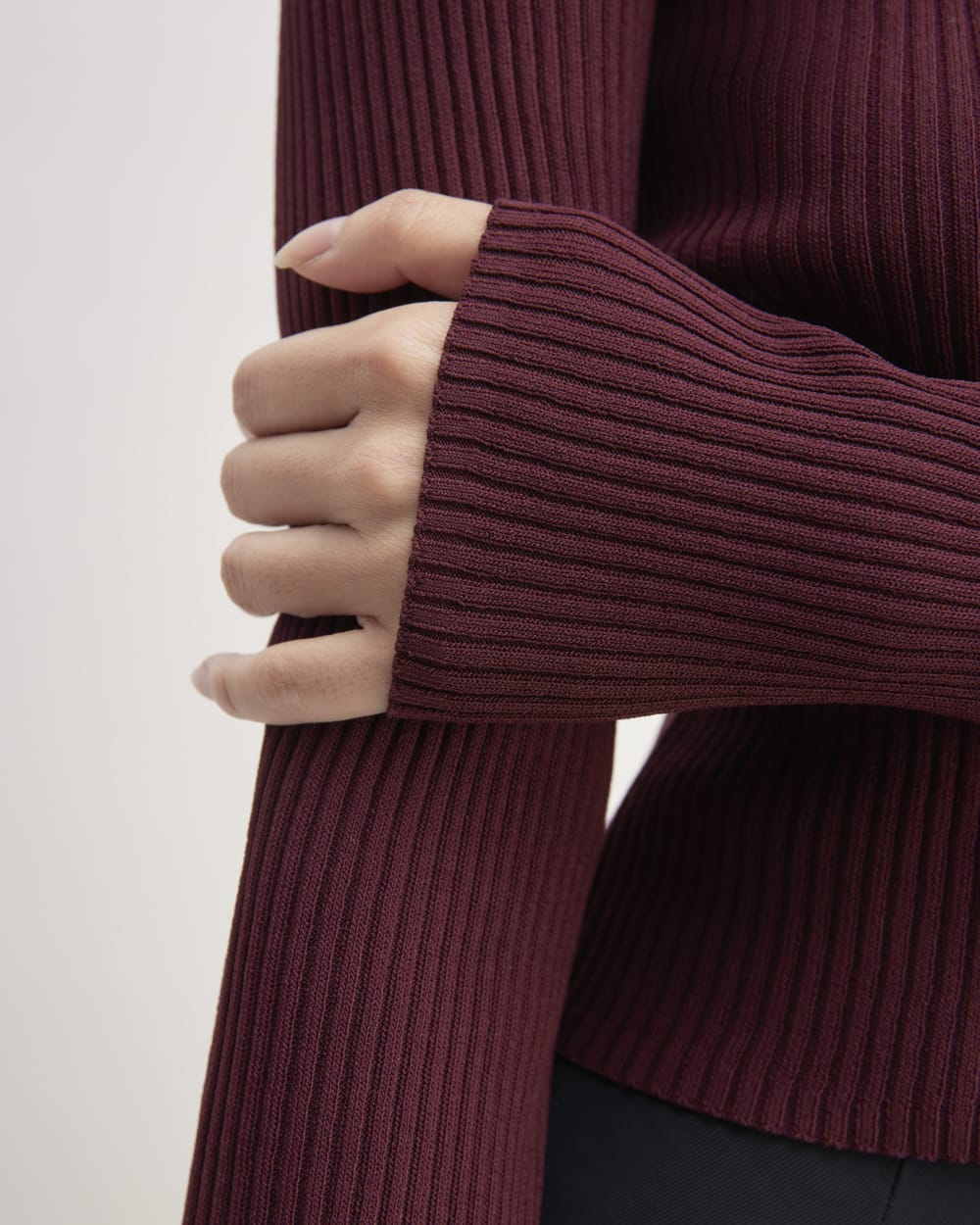 The Ribbed Cropped Cardigan | Burgundy