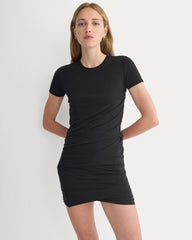 Twisted Short-Sleeve Crew Dress | Black