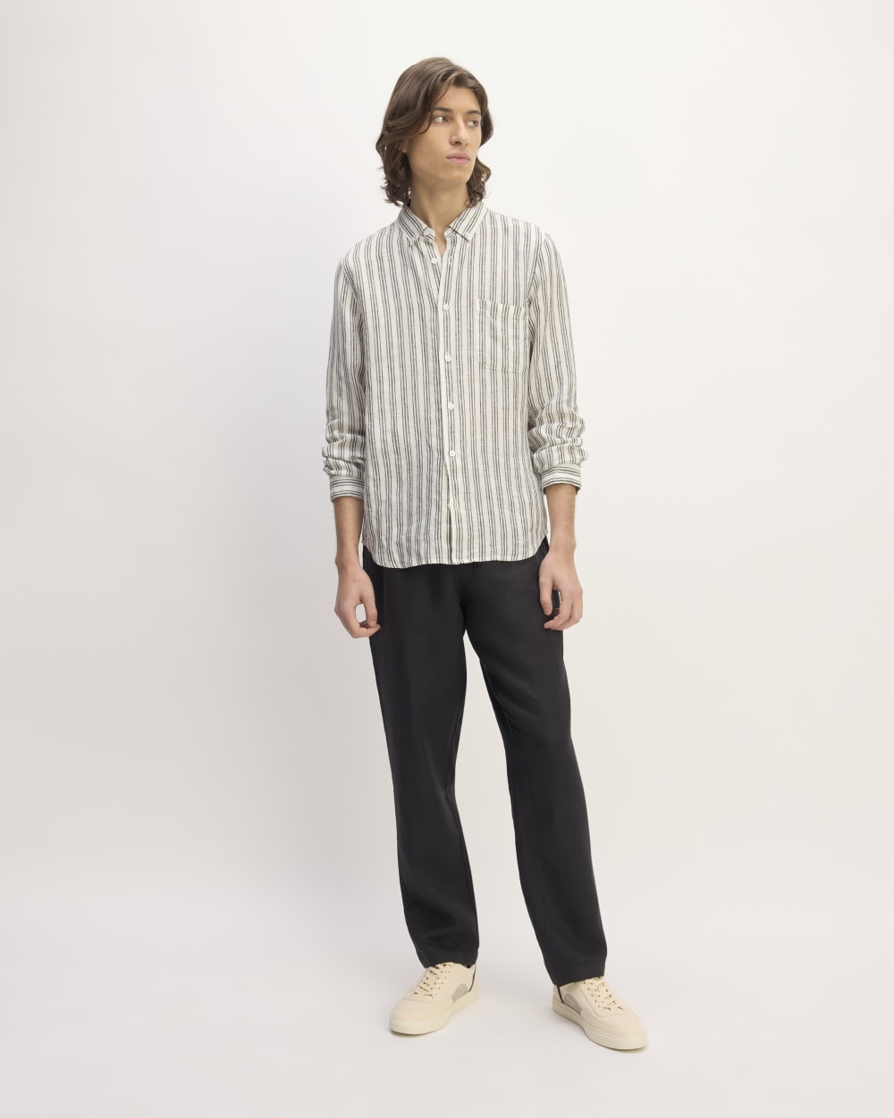 The Classic Shirt in Linen | Bone / Black