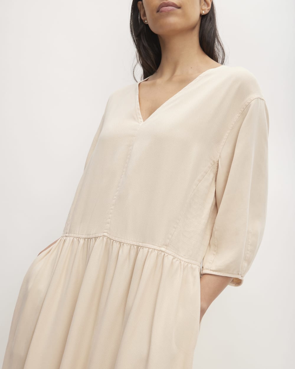 The TENCEL™ Puff-Sleeve Dress | Whisper Pink