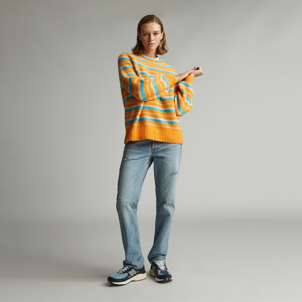 The SuperFuzz Alpaca Oversized Crew | Turmeric Stripe