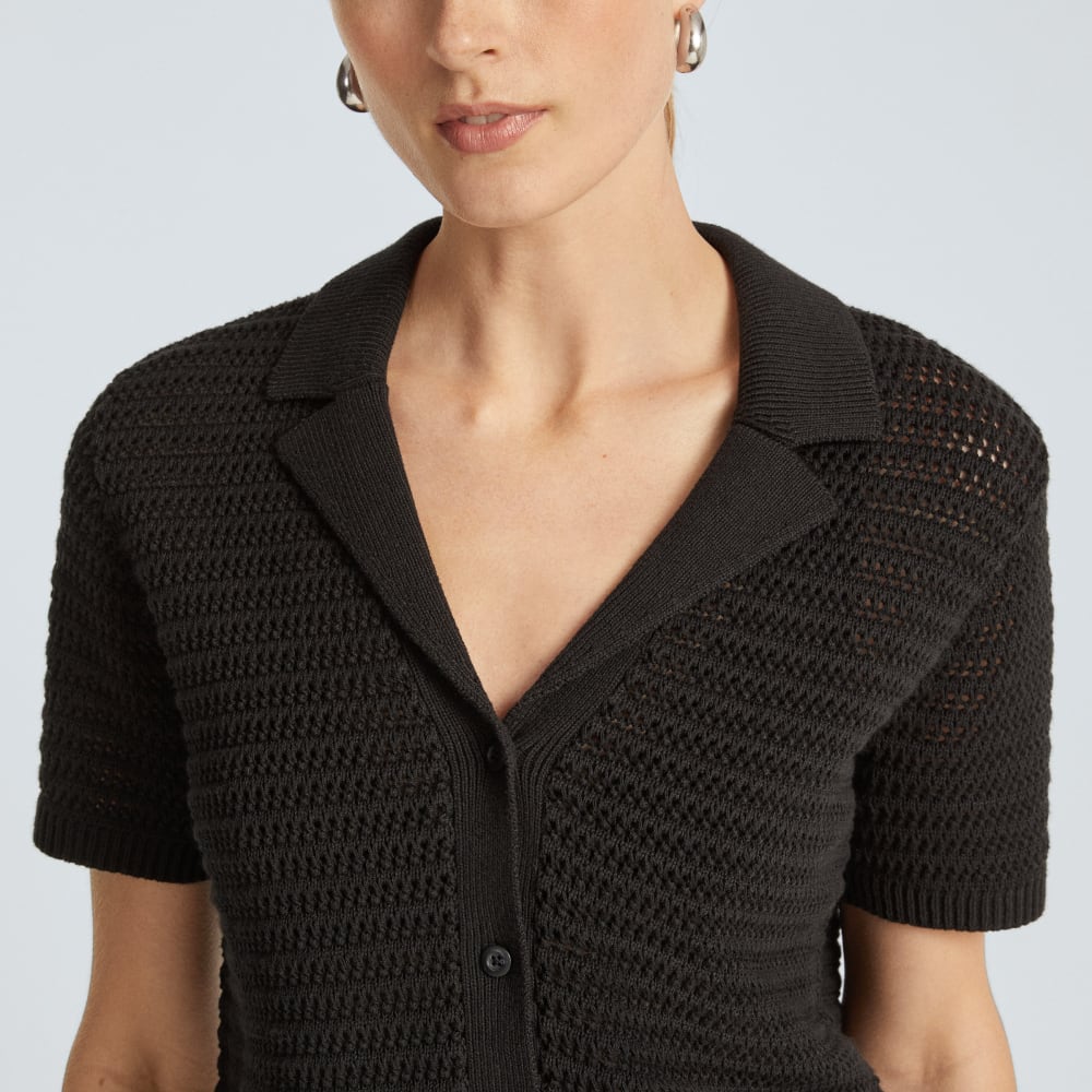 The Crochet Knit Polo | Black