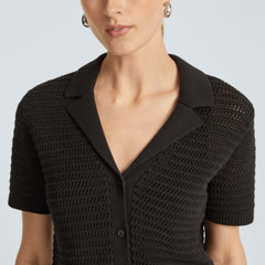 The Crochet Knit Polo | Black