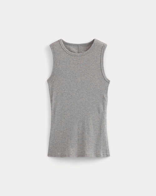 Luxe Rib Side Snap Tank | Heathered Light Grey