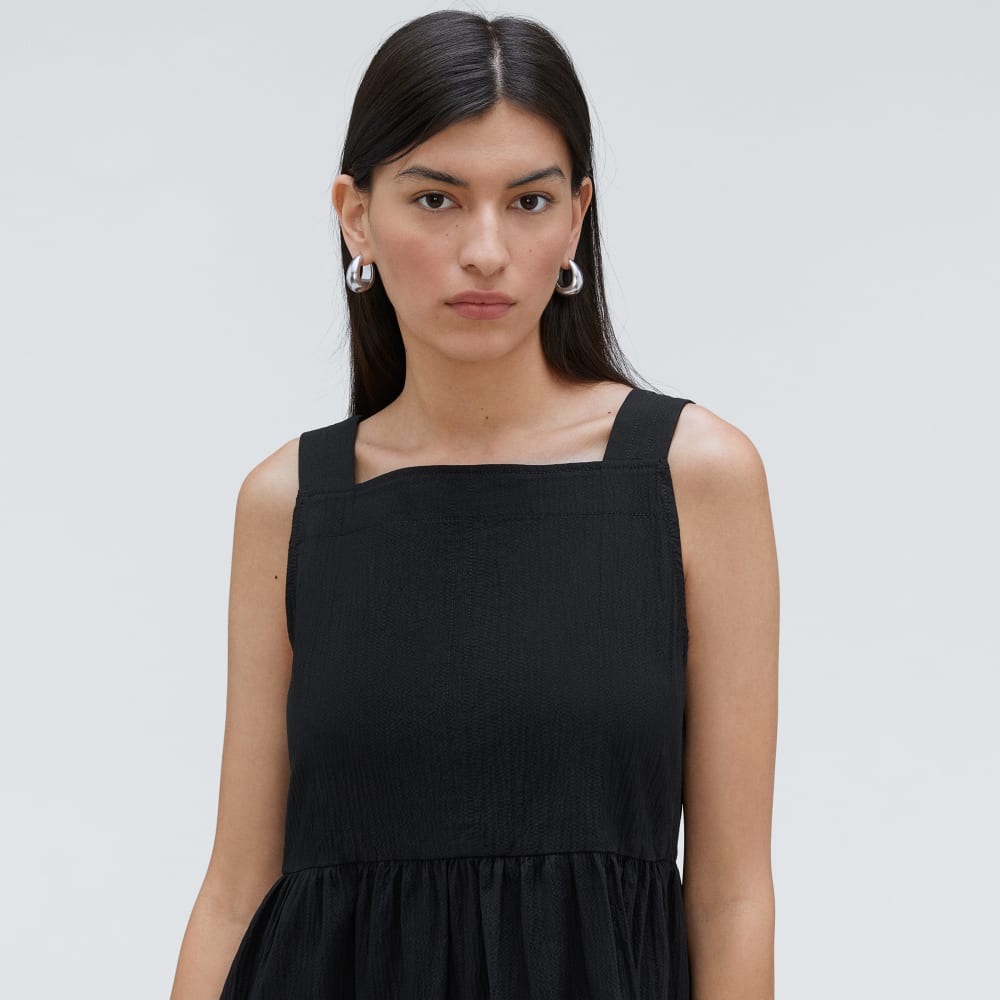The Seersucker Midi Dress | Black