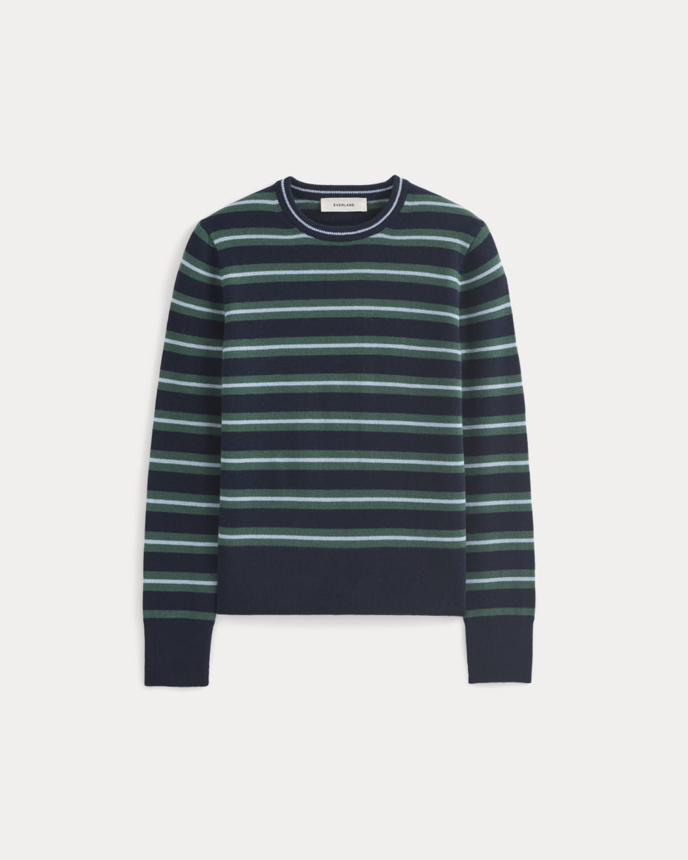 Cashmere Slim Crew Sweater | Hunter Green/Open Air Blue