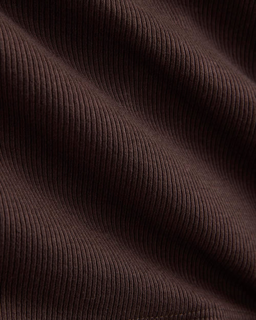 Luxe Rib V-Neck Henley | Coffee Bean