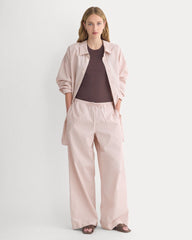 Wide-Leg Drawstring Pant in Washed Poplin | Burnished Lilac/Gardenia