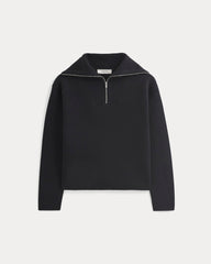 Double Knit Half-Zip in Cotton Merino | Black