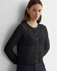 Lace-Knit Cardigan | Black