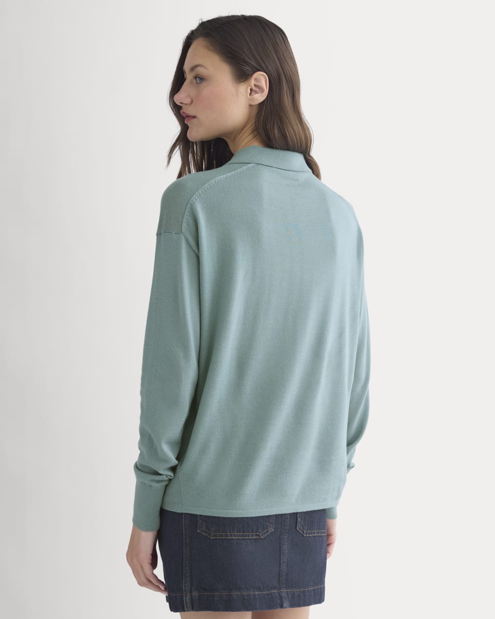 Oversized Polo in Ultrafine Merino | Gray Mist
