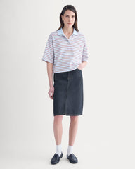 Mid-Rise Denim Midi Skirt | Tungsten Rinse