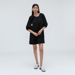 The Seersucker Puff Sleeve Dress | Black