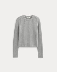 Mix Ribbed Crew in Cashmere | Light Heather Grey