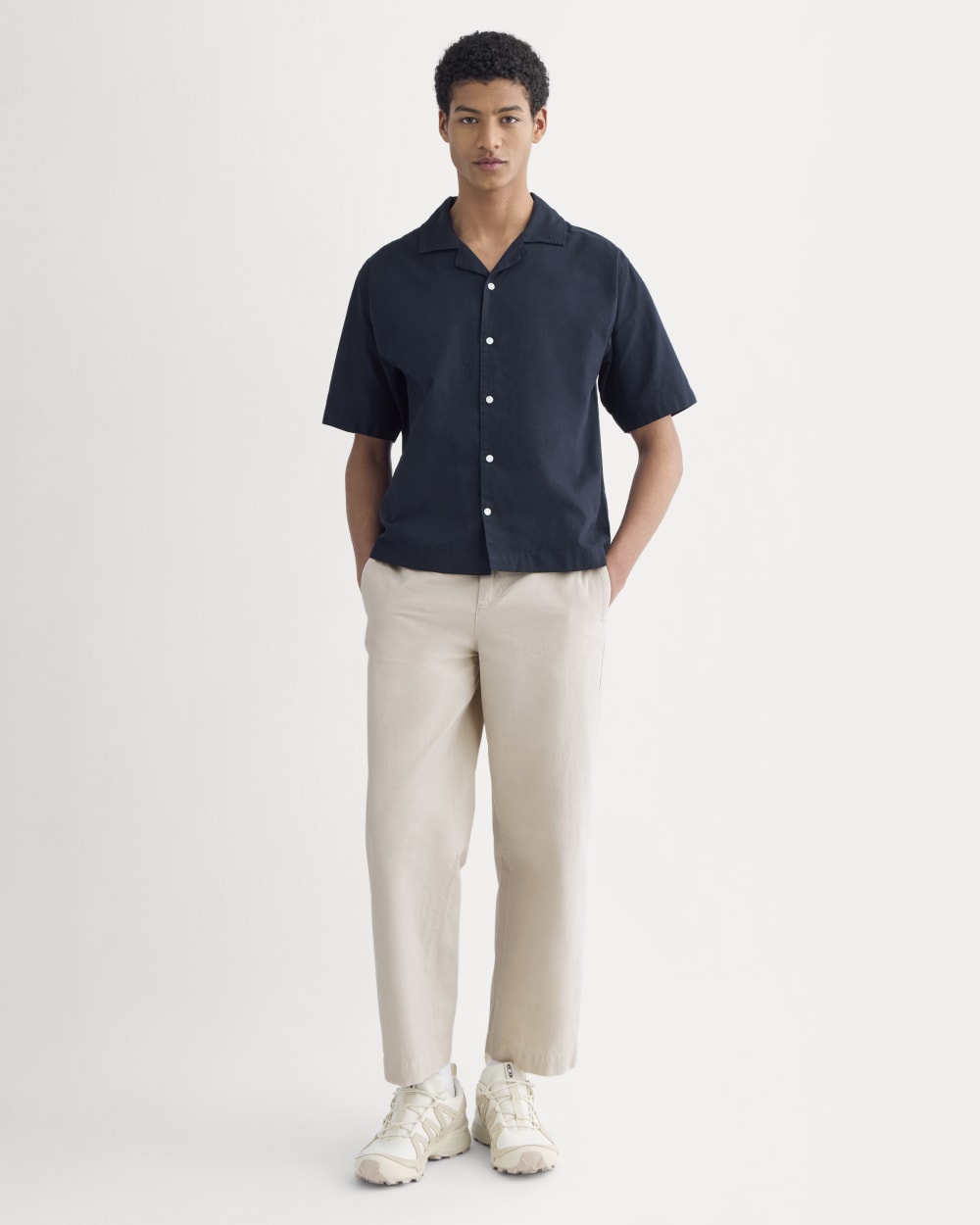 Cropped Resort Shirt | Navy