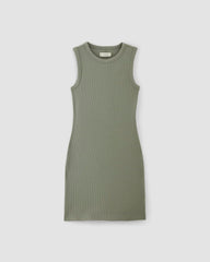 The Ribbed Mini Dress | Sage Green