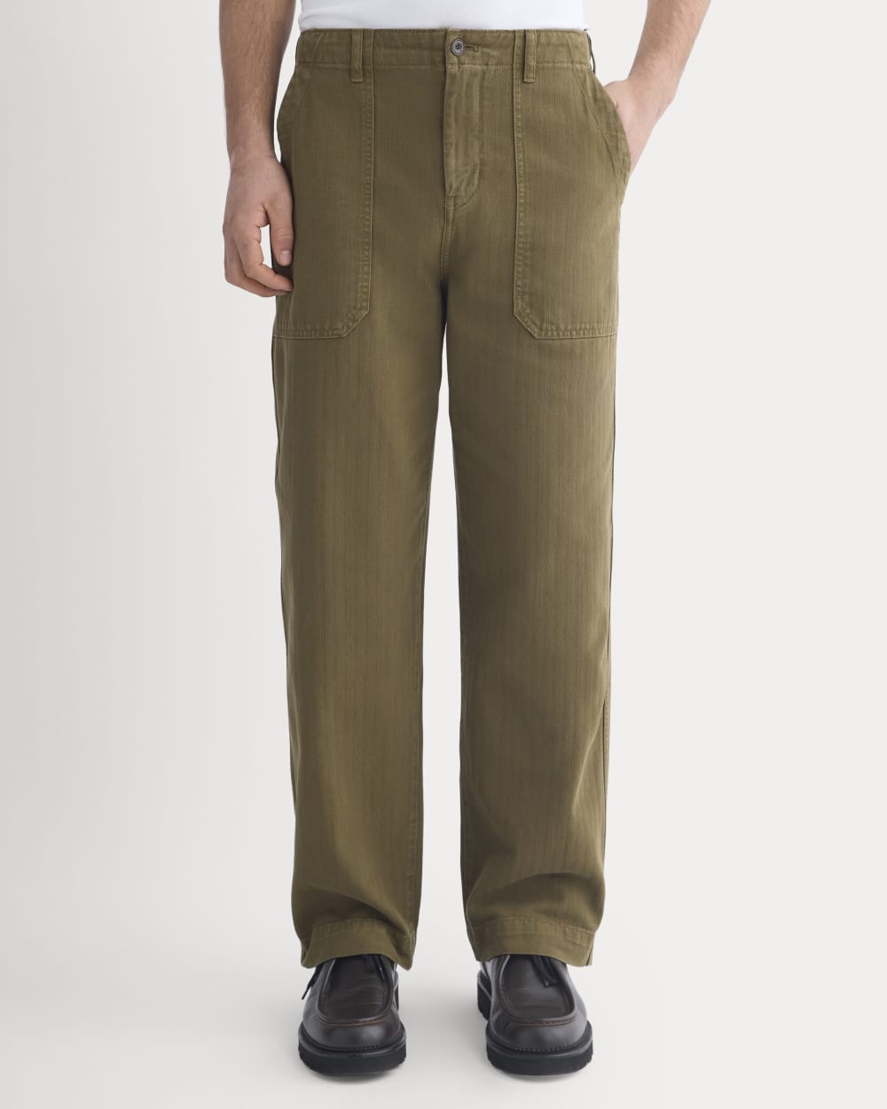 Relaxed Herringbone Fatigue Pants | Beech