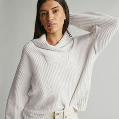 The Felted Merino Shawl Collar Sweater | Heathered Oat