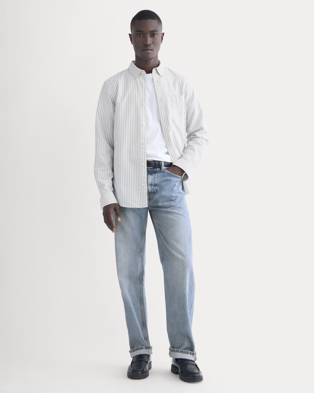The Slim Oxford Shirt | Bone/Navy | Standard