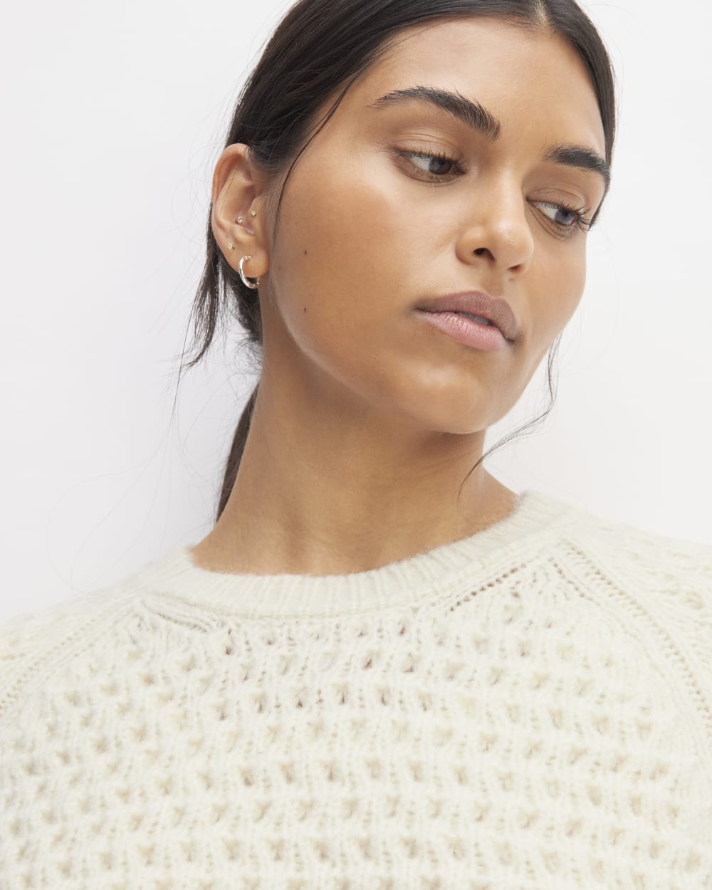 The Cloud Oversized Textured Crew | Bone