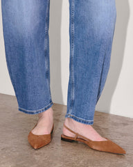 The Studio Slingback Flat | Saddle Brown Suede