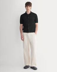 Textured Knit Resort Shirt | Black