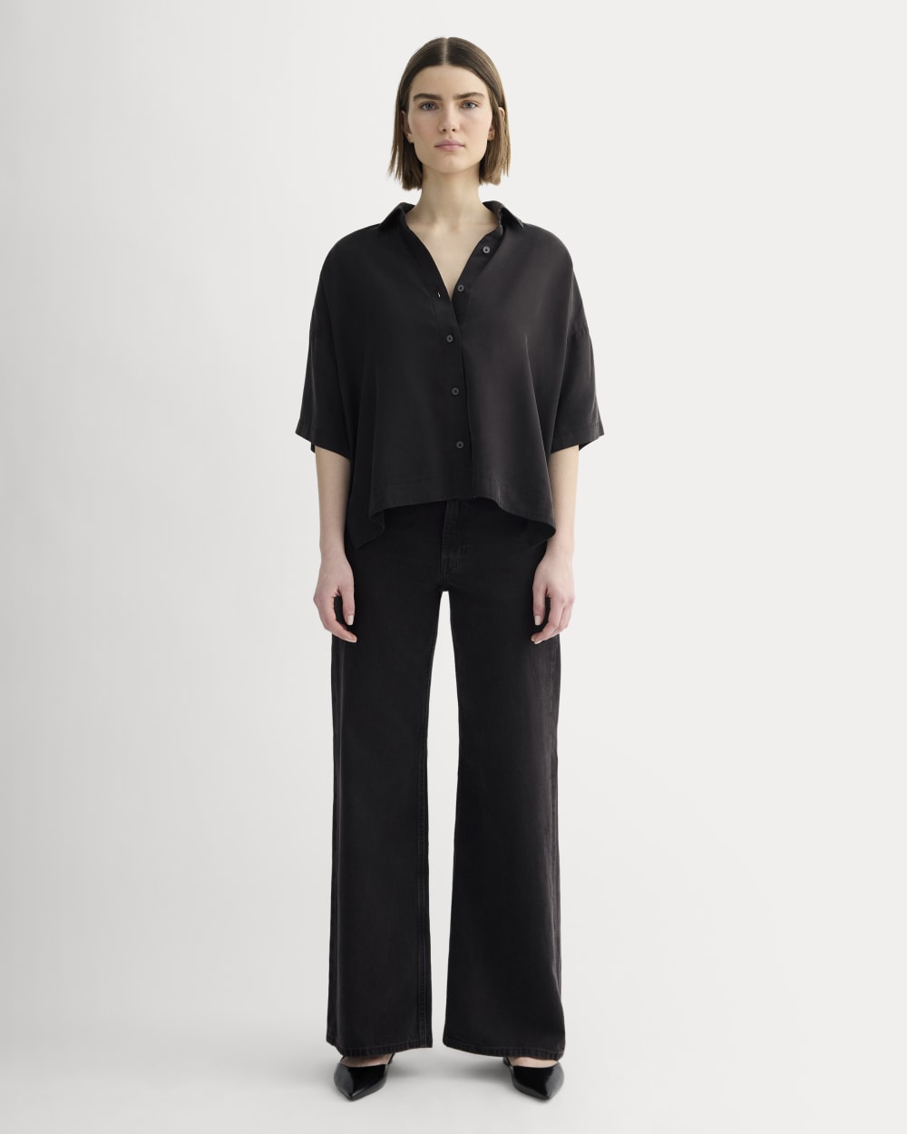 The Short-Sleeve Square Shirt in Butterlite | Black
